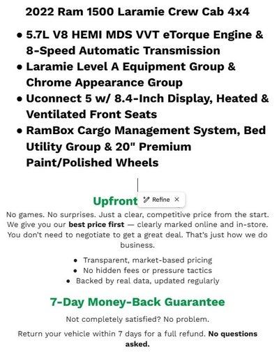 2022 RAM 1500 Laramie 4x4 Crew Cab 5'7 Box
