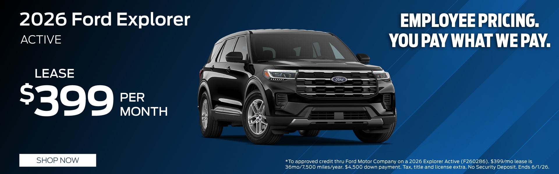 2026 Explorer Active. LEASE: $399/mo